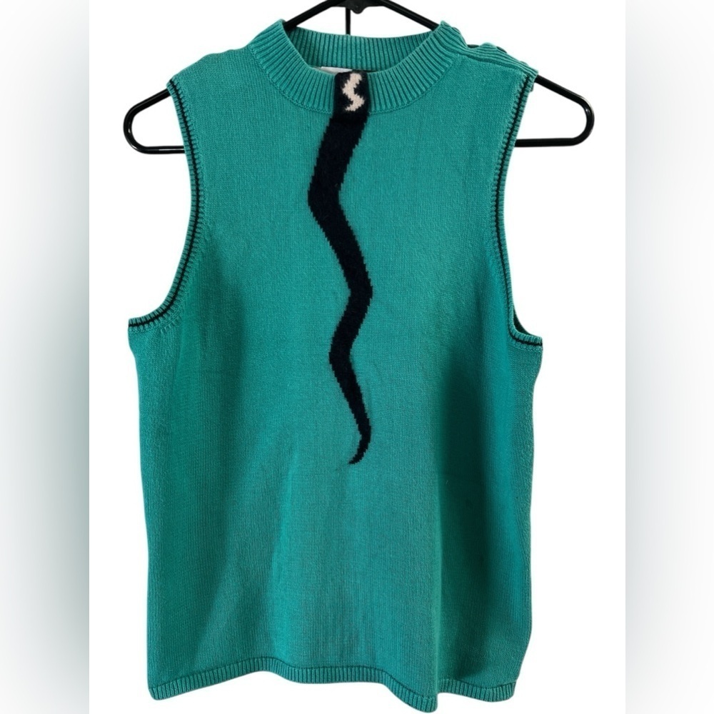 Vintage lightning bolt teal sweater tank top